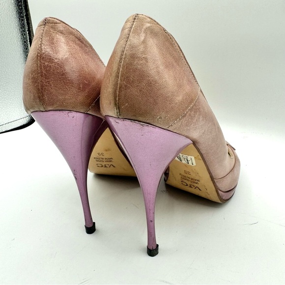 VERSACE JEANS COUTURE PURPLE LEATHER HEELS VJC BY VERSACE PUMPS MADE IN ITALY 39 - Picture 9 of 17